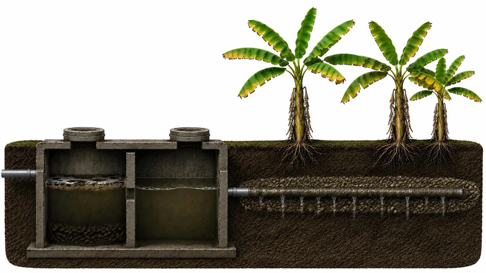 Drain field before and after SludgeHammer